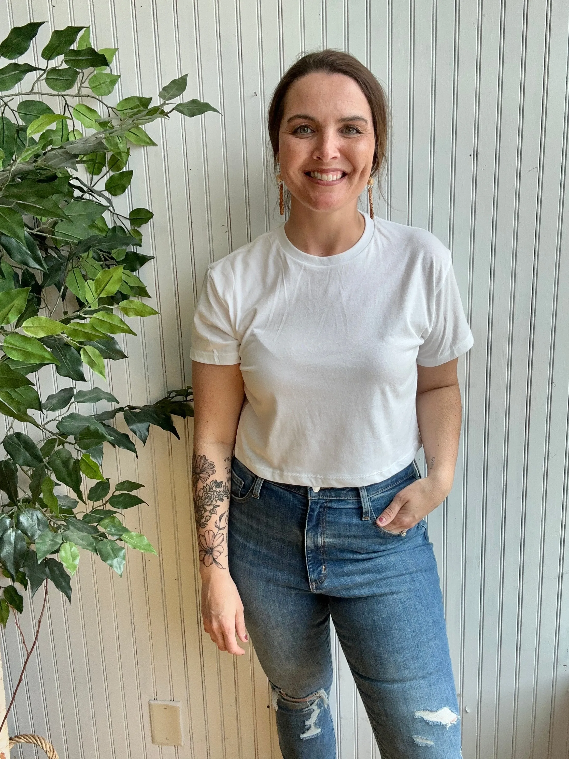 Basic White Crop Top T-Shirt