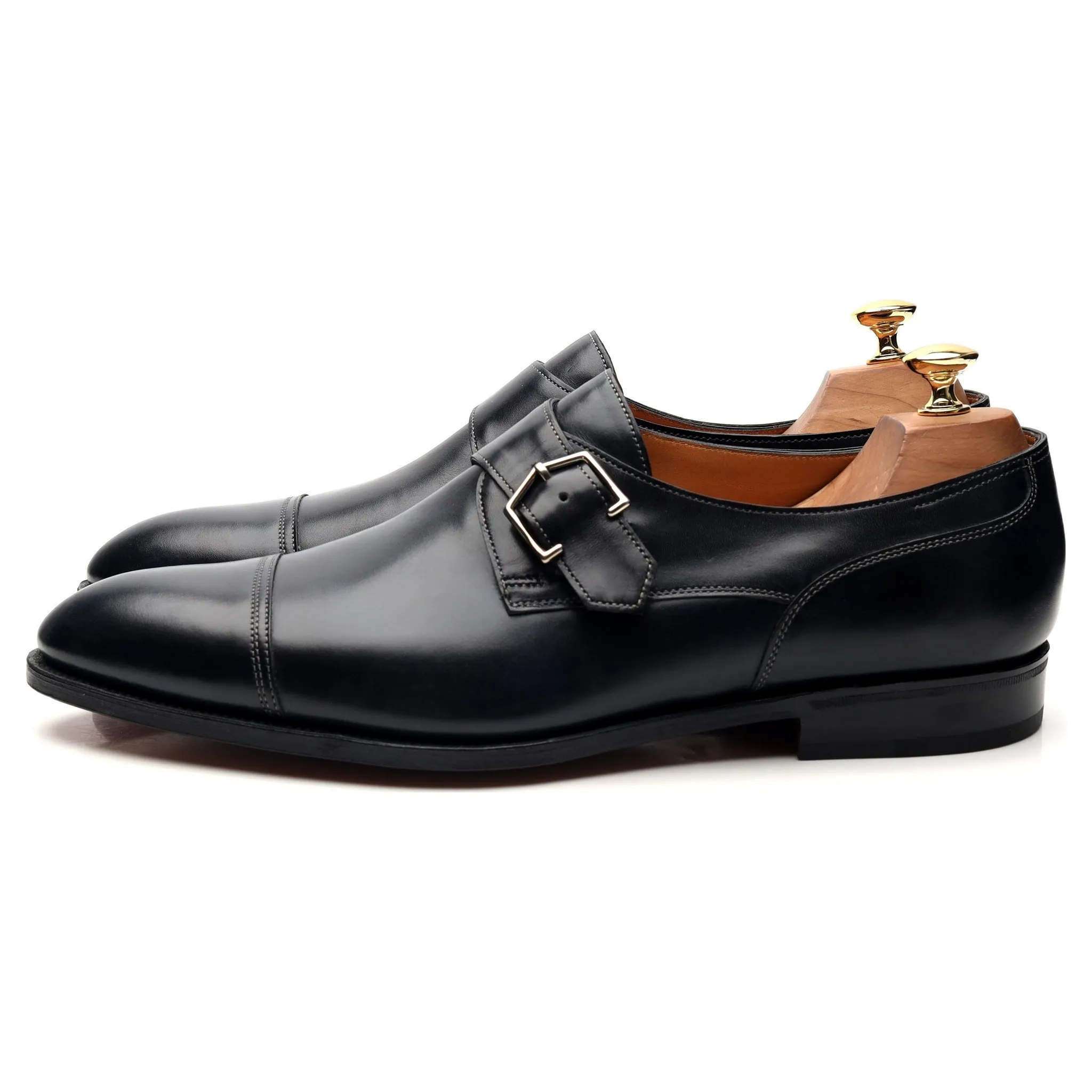 'Brentwood' Navy Blue Leather Monk Strap UK 10.5 E