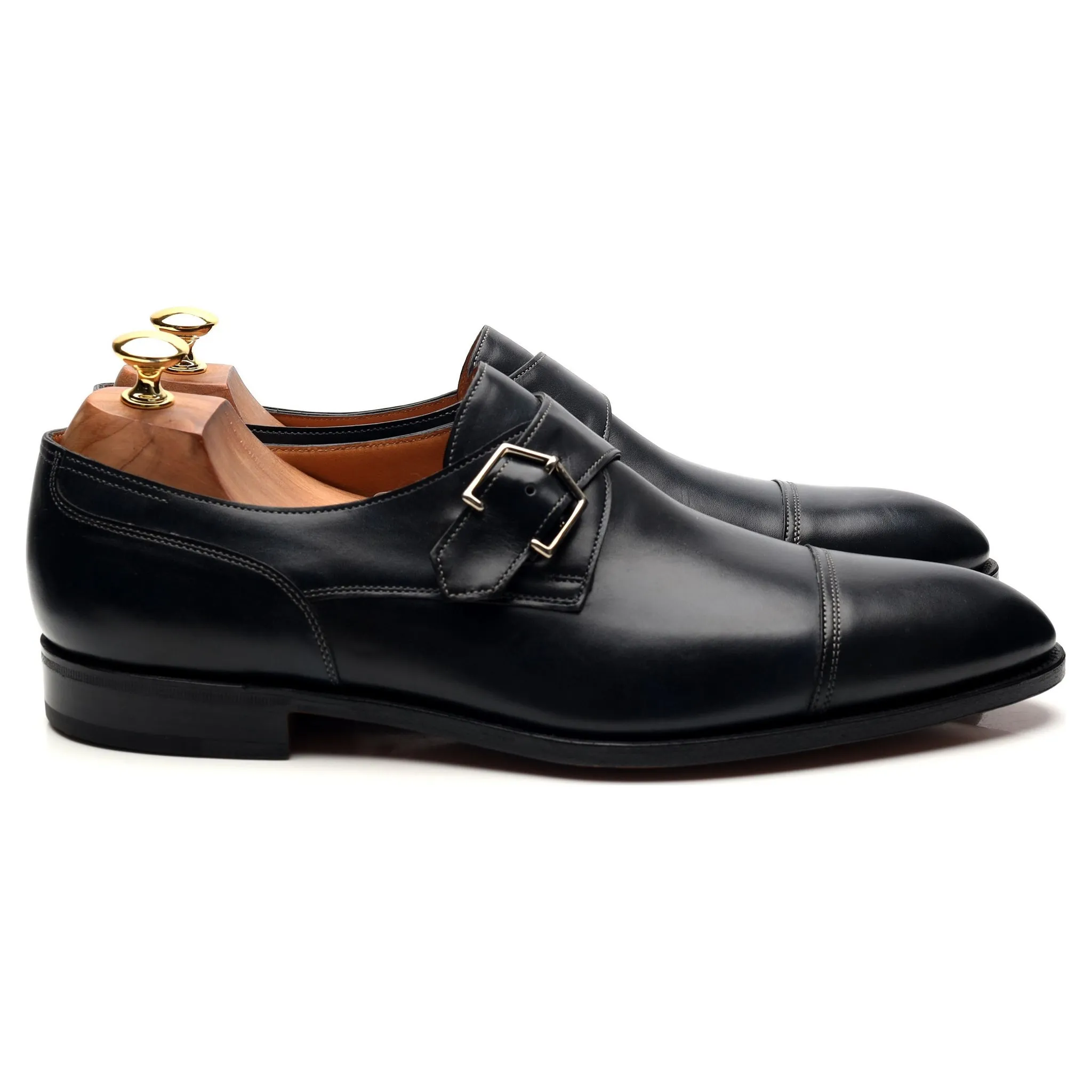 'Brentwood' Navy Blue Leather Monk Strap UK 10.5 E