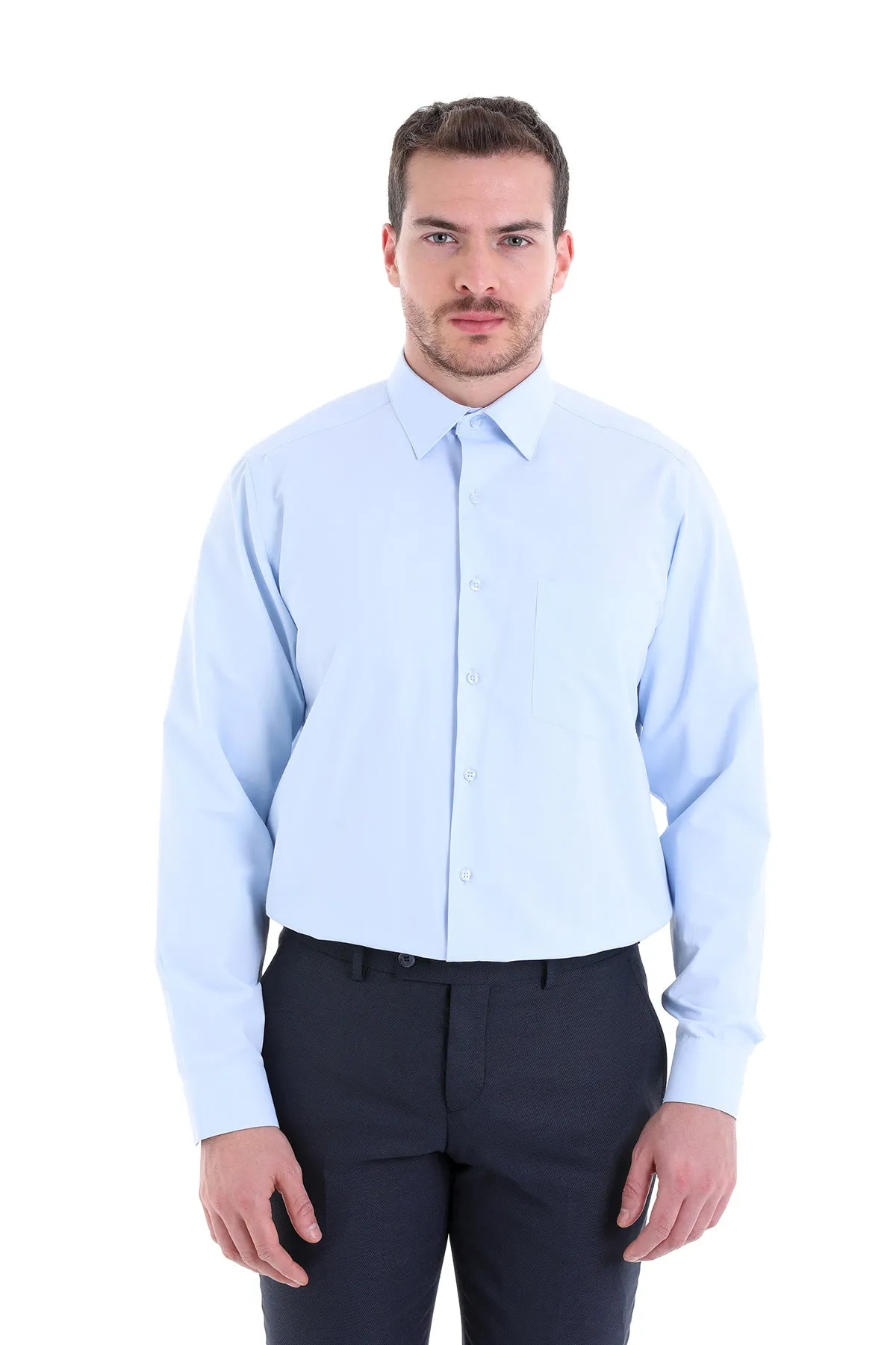 Comfort Fit Classic Collar Light Blue Dress Shirt