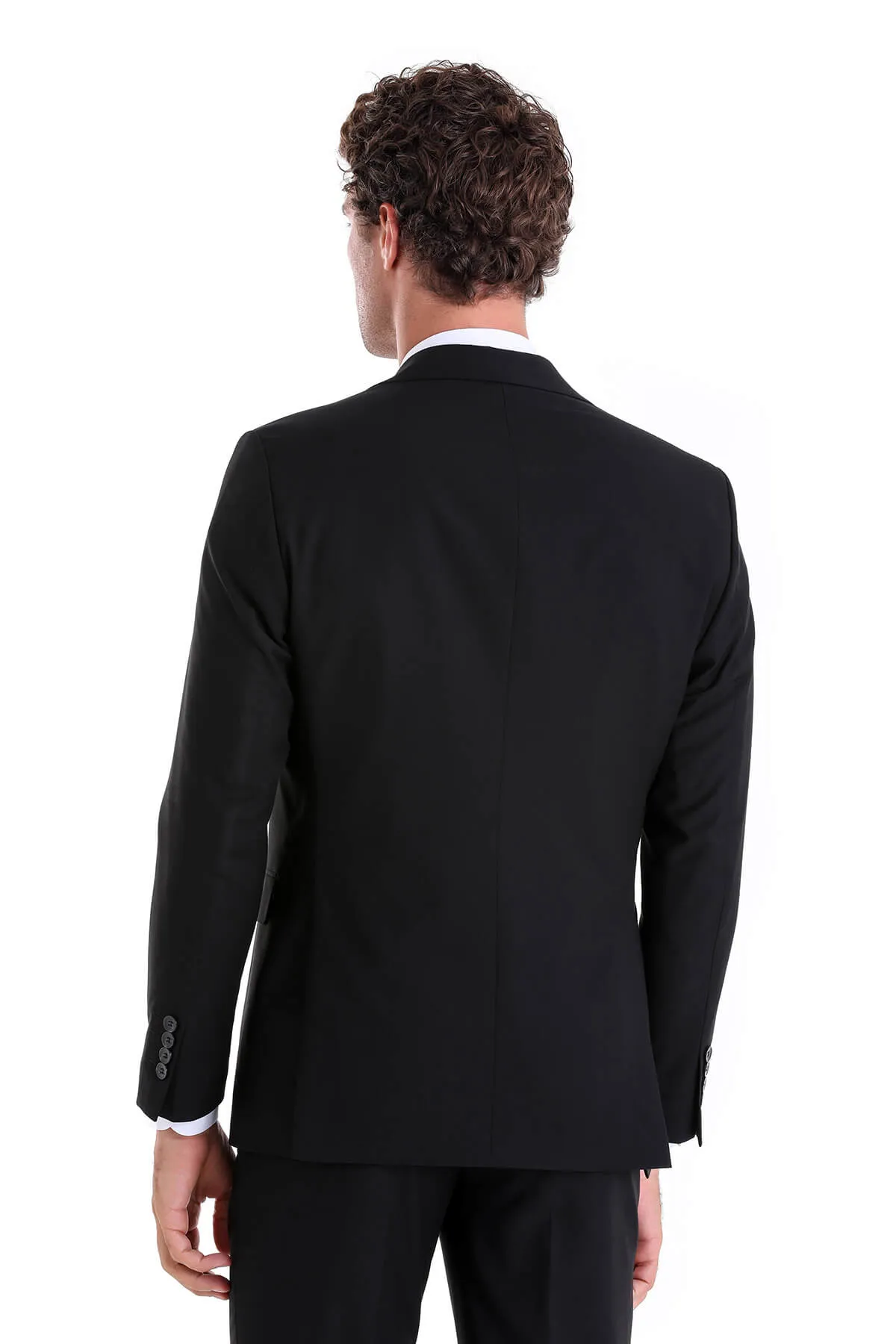 Comfort Fit Notch Lapel Black Classic Suit