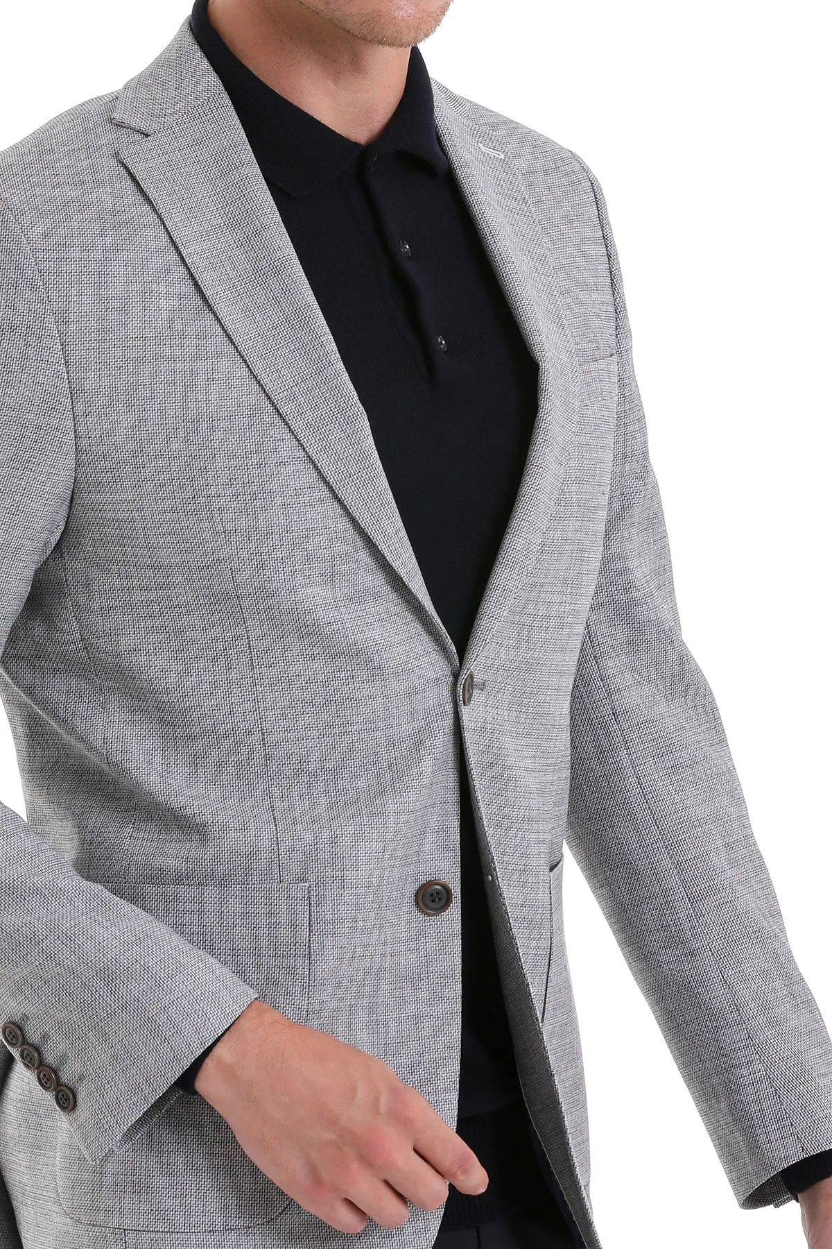 Comfort Fit Notch Lapel Blue Classic Blazer