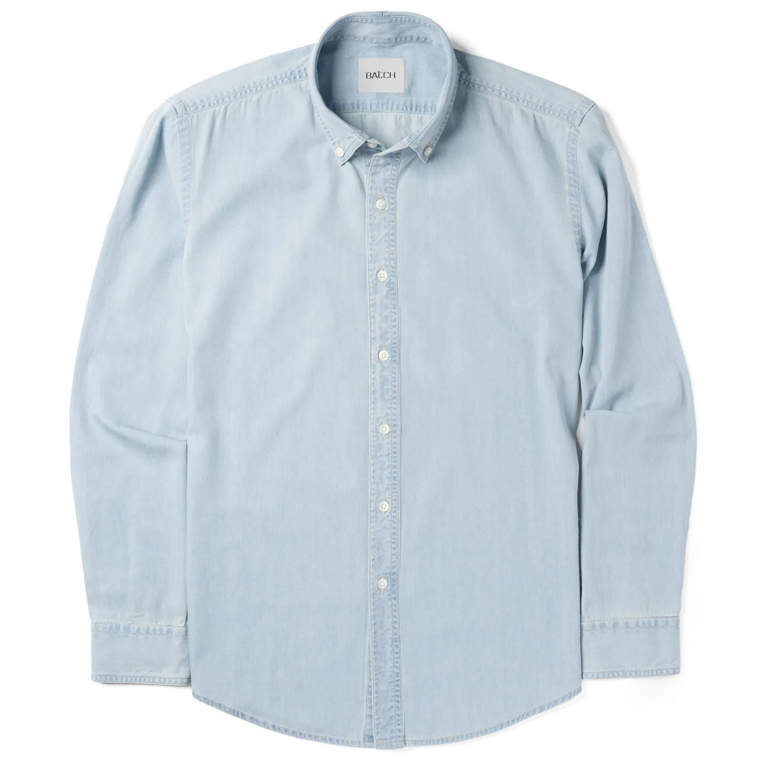 Essential Button Down Collar Casual Shirt - Light Blue Cotton Denim