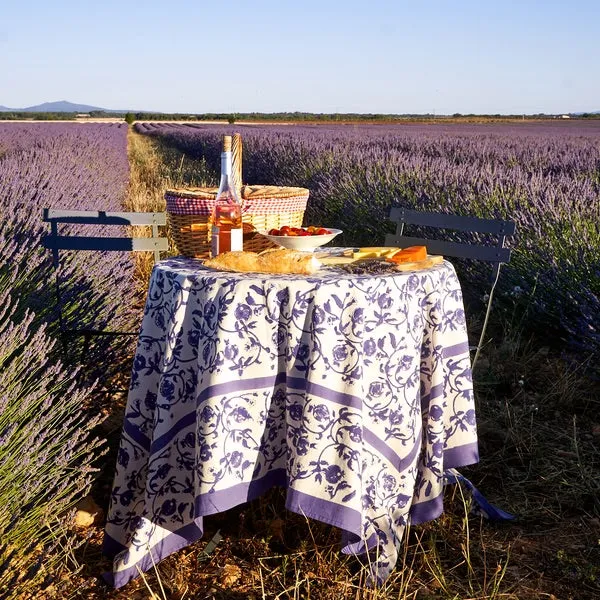 French Tablecloth Granada Violet Bleu