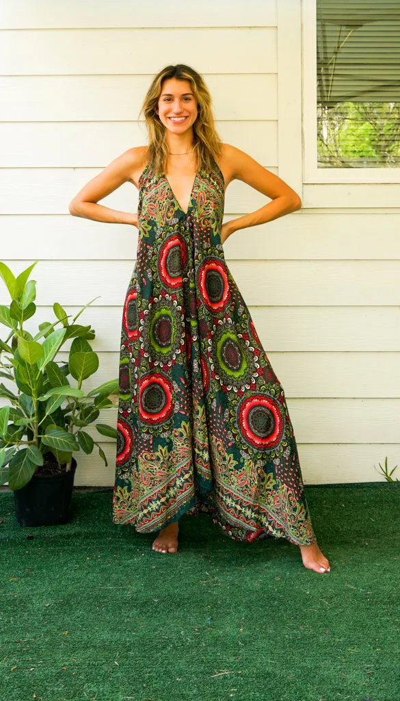 Green Love Mandala Goddess Maxi Dress