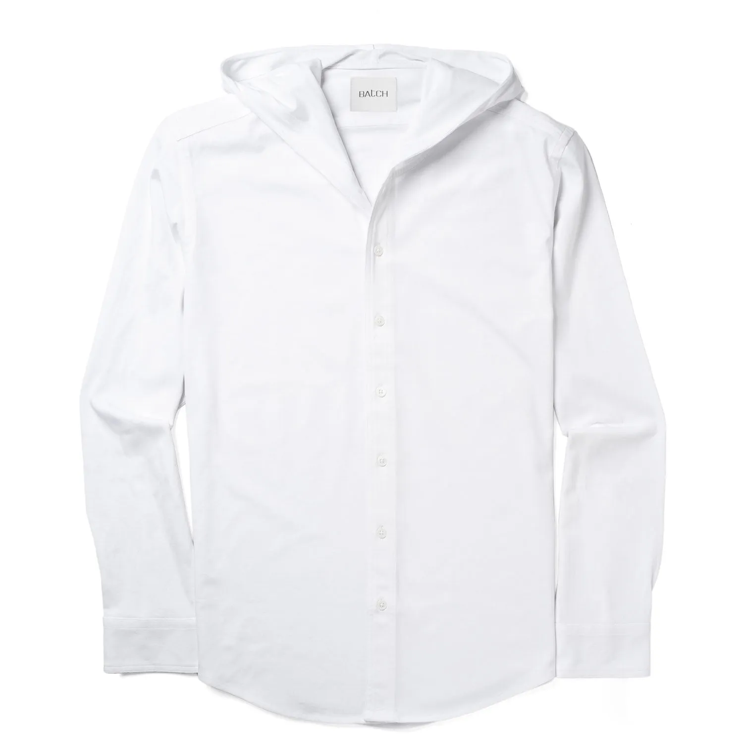 Hooded Essential Knit Shirt – White Cotton Jersey