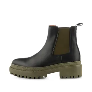 Iona chelsea boot leather - BLACK/KHAKI