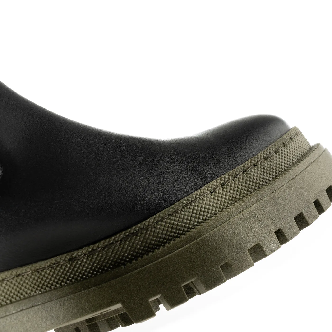 Iona chelsea boot leather - BLACK/KHAKI