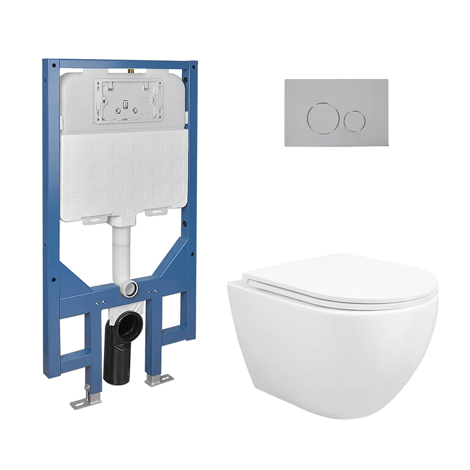 LIBERTY Wall-Hung Elongated Toilet, 1.1/1.6GPF Siphon Flushing with Multiple Colors