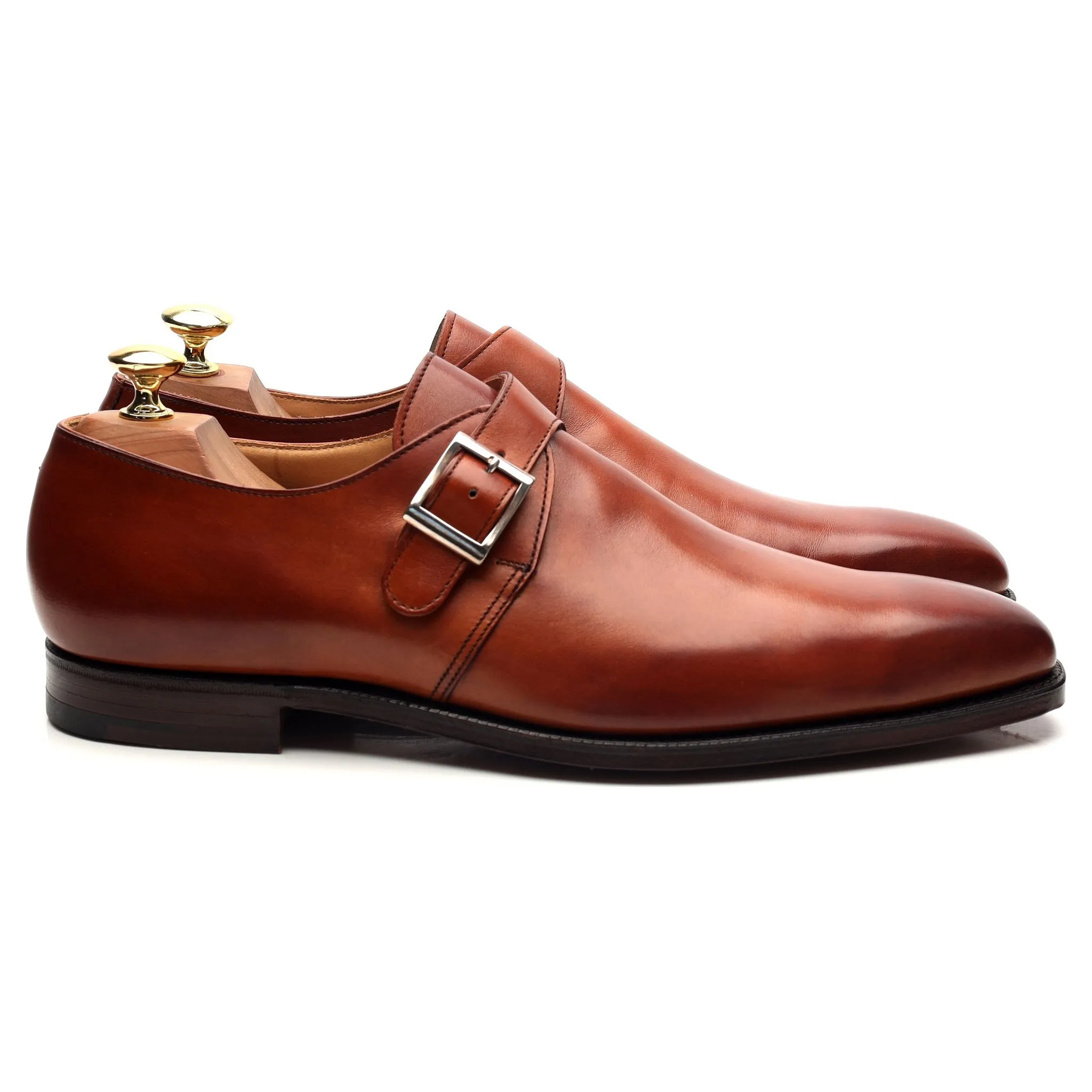 'Monkton' Tan Brown Leather Monk Strap UK 8.5 E