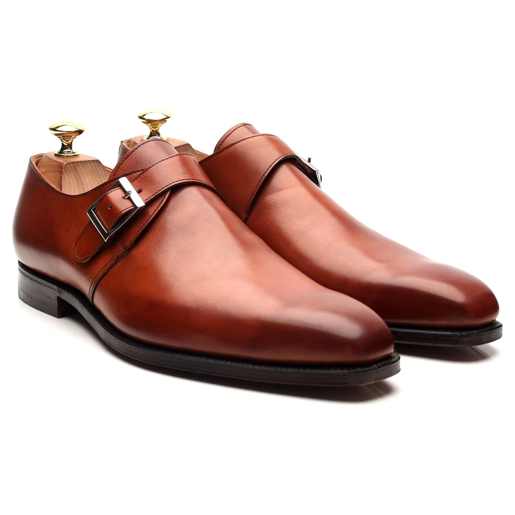 'Monkton' Tan Brown Leather Monk Strap UK 8.5 E