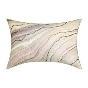 New - 13"x20" Oversize Corded Marble Lumbar Throw Pillow Beige - Edie@Home