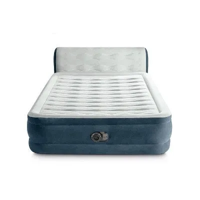 New - Intex 18" Pillow Top Air Mattress with Electric Pump and Headboard - Queen Size