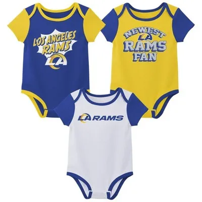 New - NFL Los Angeles Rams Infant Boys' 3pk Bodysuit - 12M