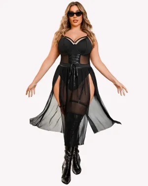 Plus Size Bodysuit with High Slit dress