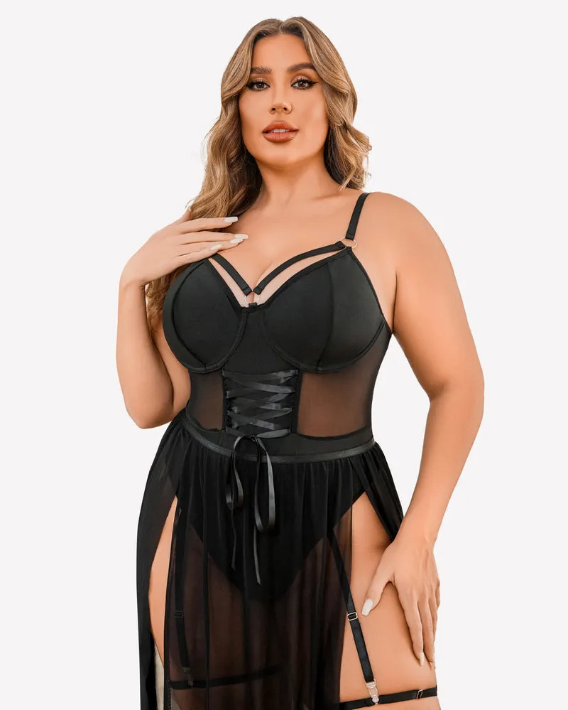 Plus Size Bodysuit with High Slit dress