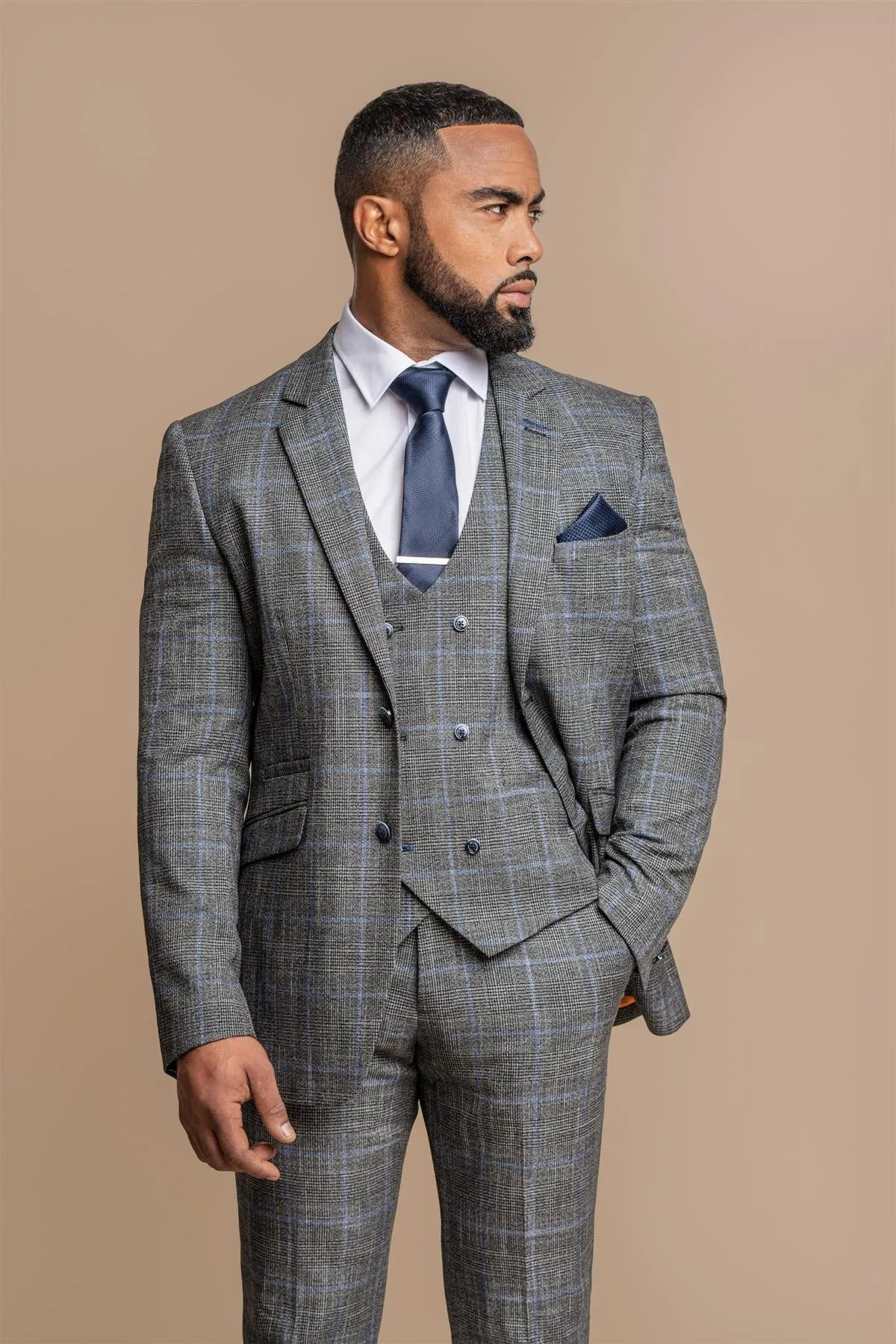 Power Grey Tweed Slim Fit Blazer