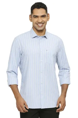 Slim Fit Cotton Fil A Fil Stripe Shirt