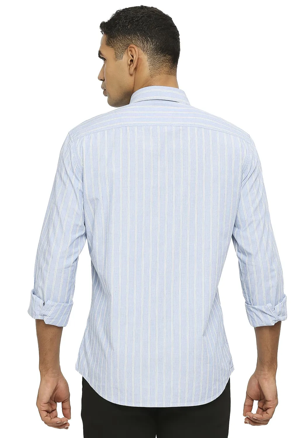 Slim Fit Cotton Fil A Fil Stripe Shirt