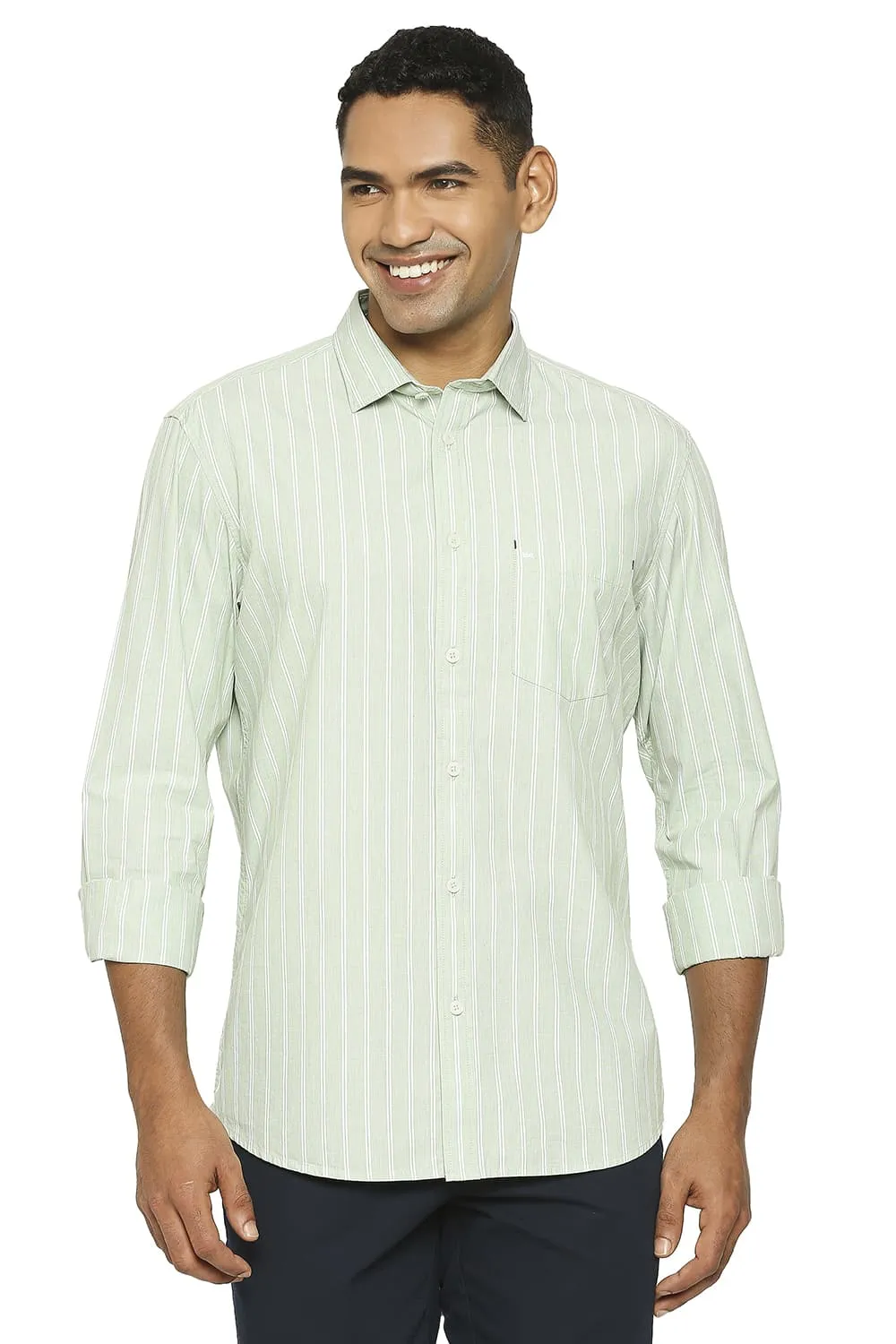 Slim Fit Cotton Fil A Fil Stripe Shirt