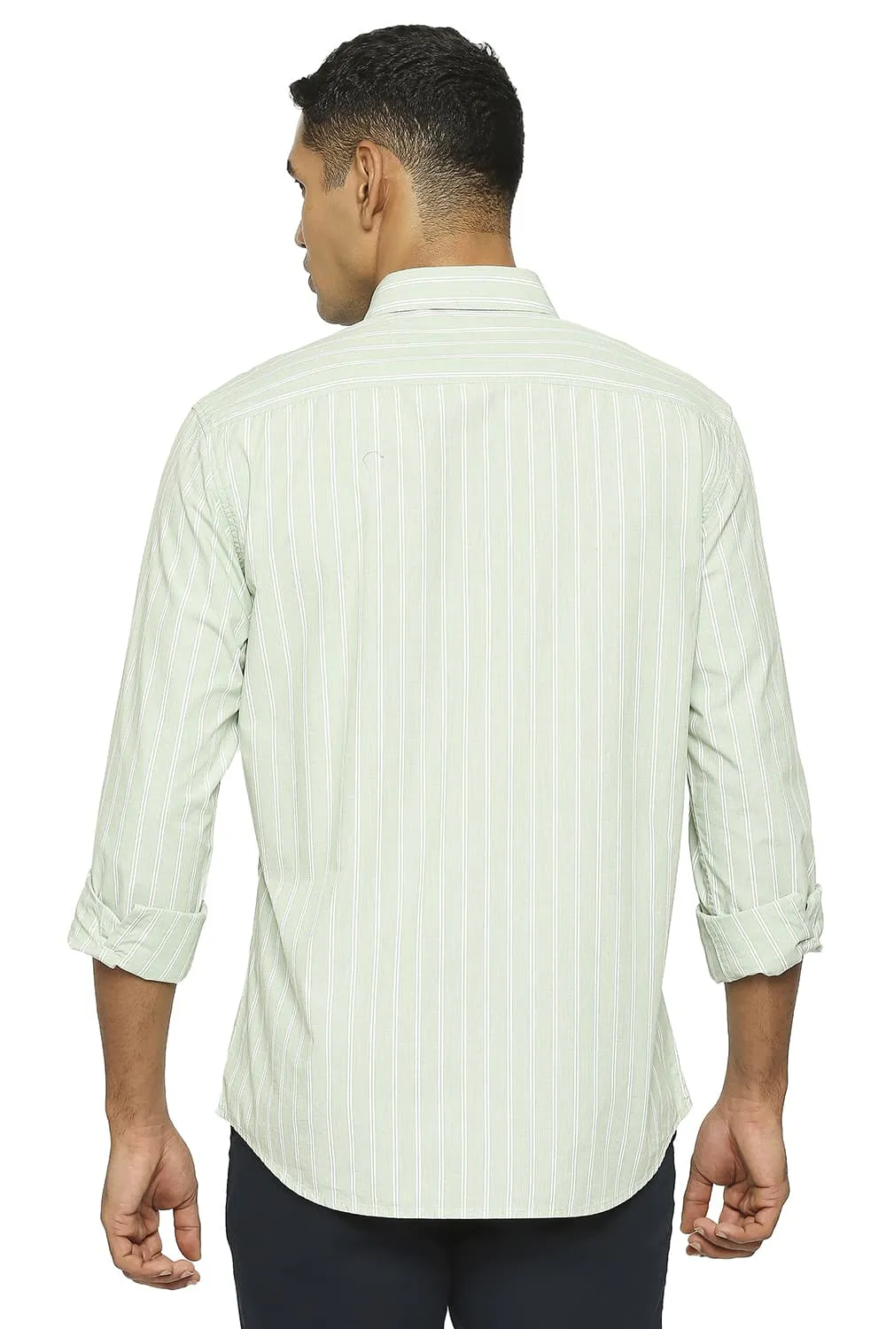 Slim Fit Cotton Fil A Fil Stripe Shirt