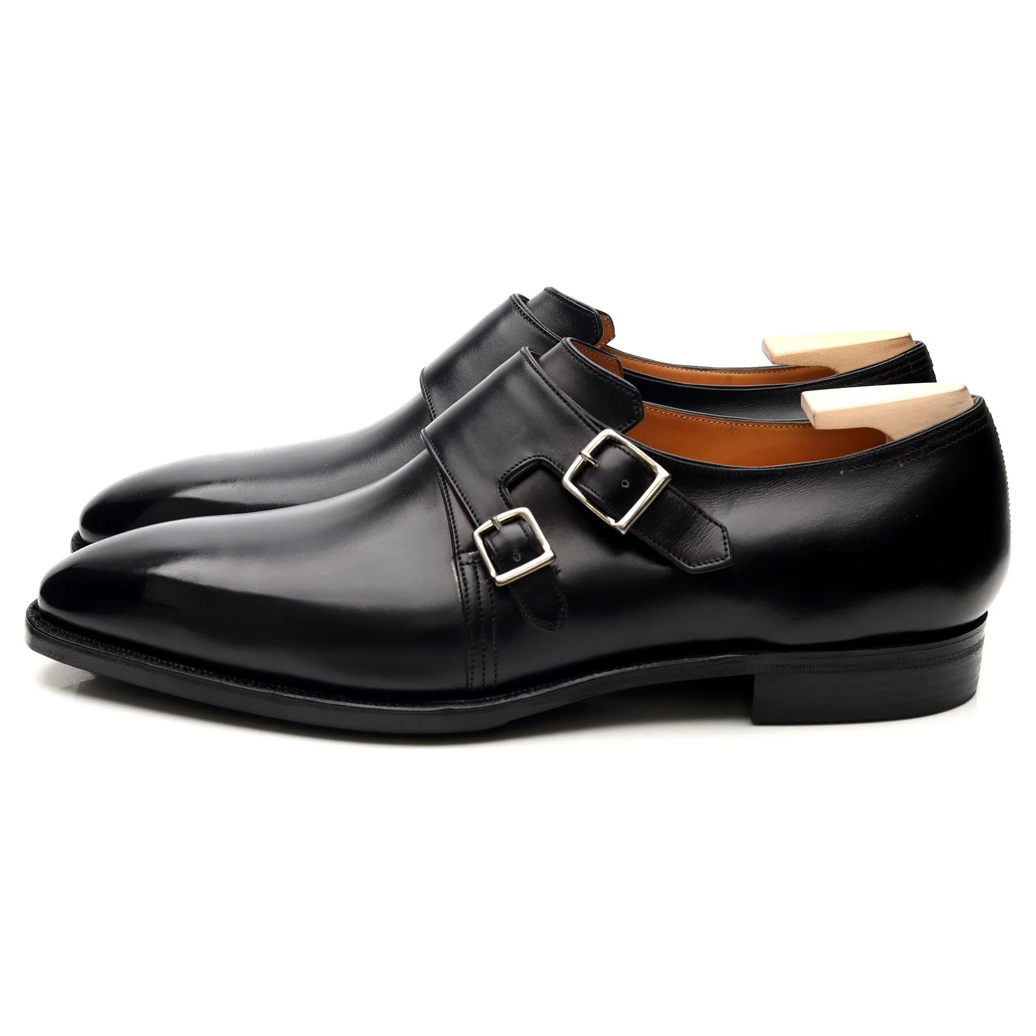 'Twin' Black Leather Double Monk Strap UK 9 E