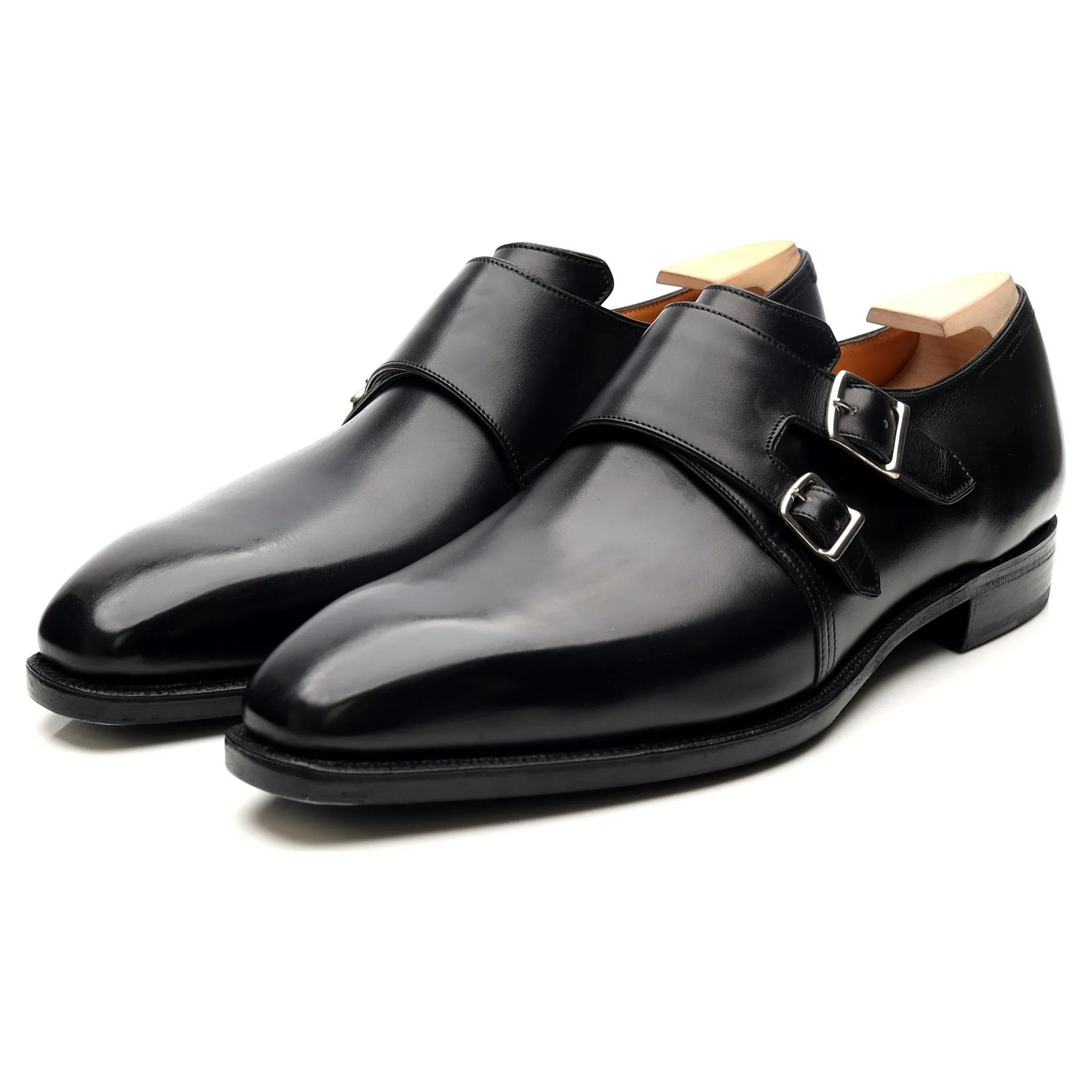 'Twin' Black Leather Double Monk Strap UK 9 E