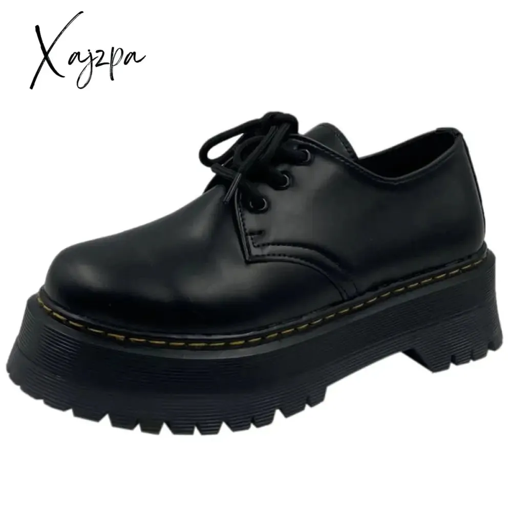 Xajzpa - Women Shoes Autumn Round Toe Female Footwear All-Match Loafers With Fur Clogs Platform Casual Sneaker British Style Oxfords Fall